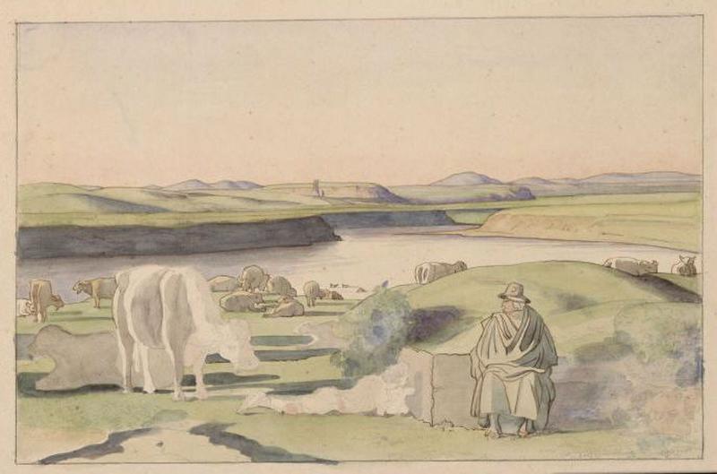 Berger et son troupeau, Guillaume Bodinier, 19e siècle
