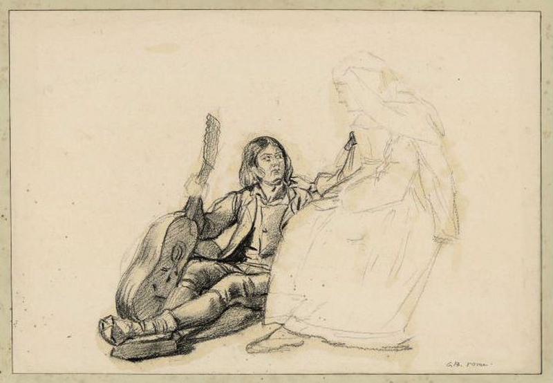 Femme et guitariste, Guillaume Bodinier, 19e siècle
