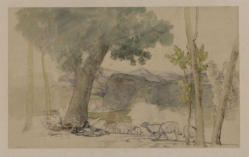 Etude de paysage, Guillaume Bodinier, 19e siècle