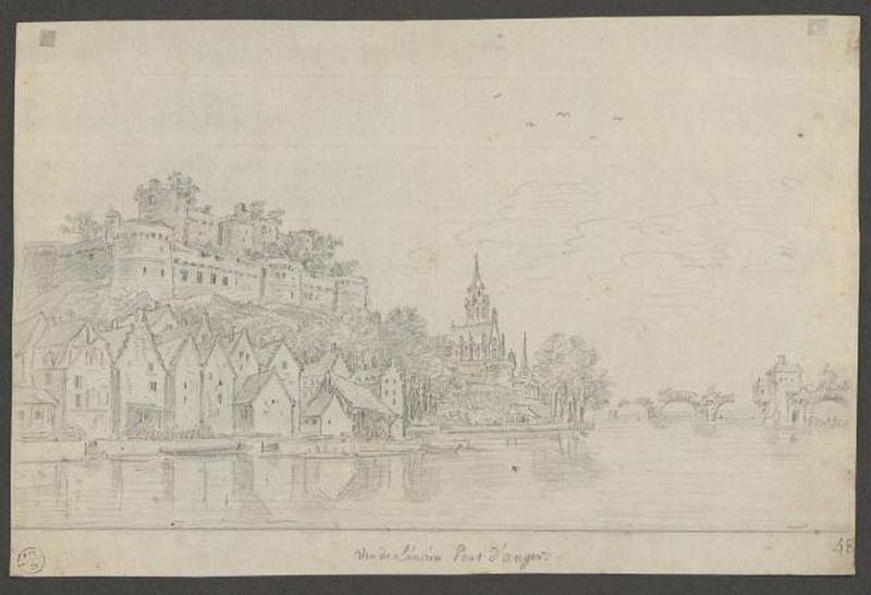 Angers, vue de l'ancien pont, Louis François Cassas, 1776