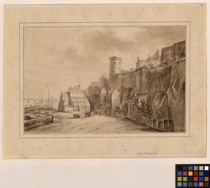 Les quais de la Maine devant le château d'Angers, Jean-Jacques Champin, 19e siècle