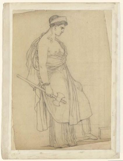 Etude pour Clytemnestre armée d'une hache (visage à droite) ; Clytemnestre (cat. vente 1873, n° 159), Pierre Narcisse Guerin, 1817