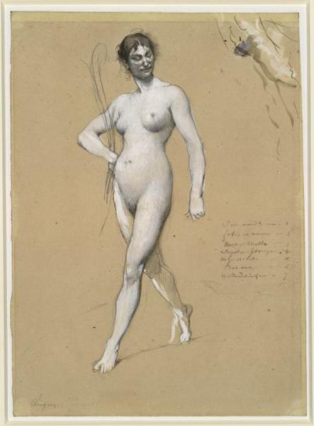 La folie (autre étude au crayon au verso), Jules Elie Delaunay, 2e moitié 19e siècle