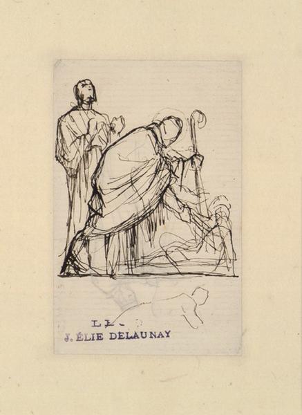 Esquisse pour Saint Latuinus ; Autre étude pour le même sujet (verso), Jules Elie Delaunay, 2e moitié 19e siècle