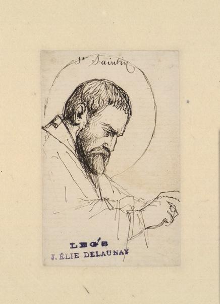Etude pour la tête de Saint Saintin (en buste de profil à droite), Jules Elie Delaunay, 19e siècle
