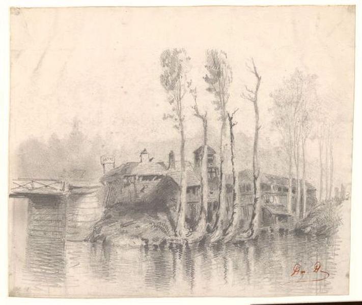 Paysage avec peupliers, Alexis Auguste Dumoulin-Darcy, 19e siècle