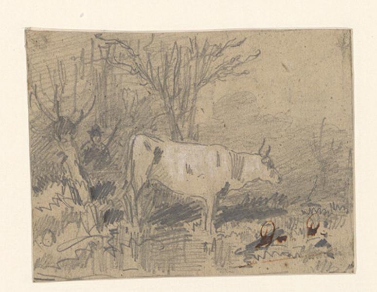 Vache, saule et silhouette, Alexis Auguste Dumoulin-Darcy, 1852-1864