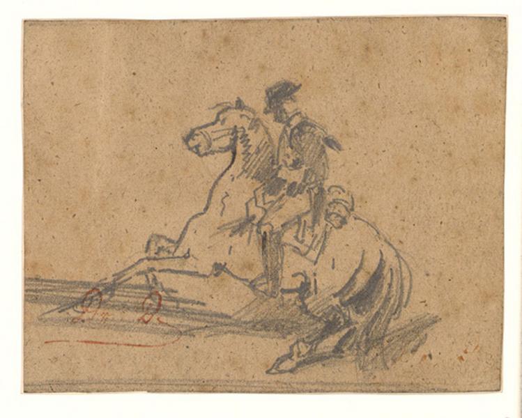 Cheval et cavalier saluant, Alexis Auguste Dumoulin-Darcy, 1852-1864