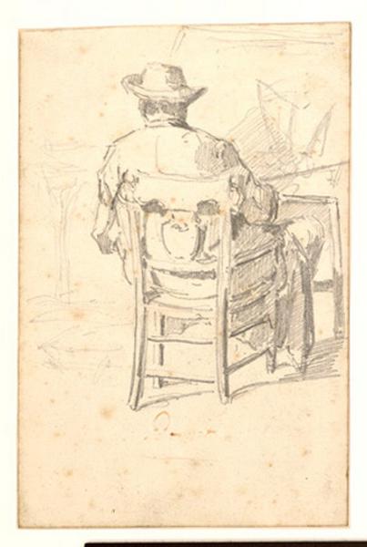 Homme assis devant une table, Alexis Auguste Dumoulin-Darcy, 1852-1864