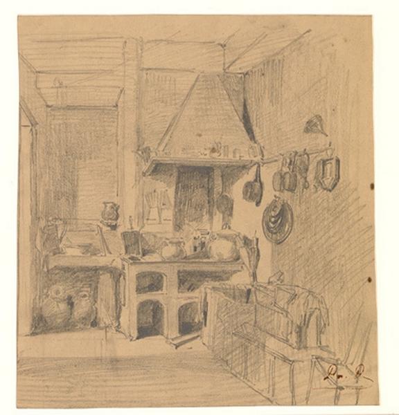 Etude d'intérieur, cuisine, Alexis Auguste Dumoulin-Darcy, 1852-1864
