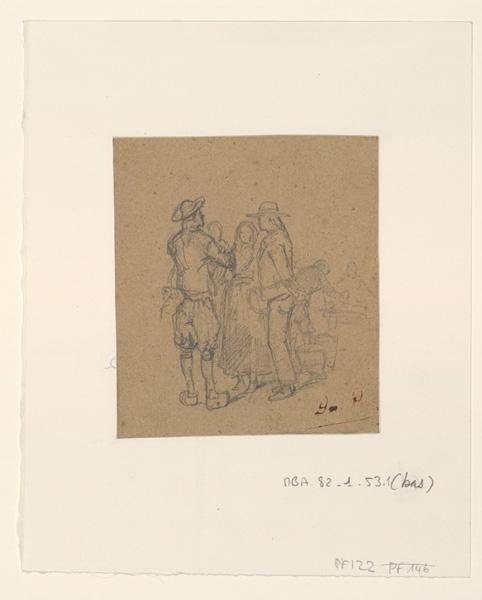 Breton et bretonne bavardant, Alexis Auguste Dumoulin-Darcy, 1852-1864