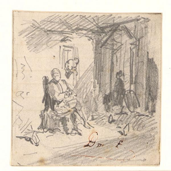 Silhouette assise le long d'un mur, Alexis Auguste Dumoulin-Darcy, 1852-1864