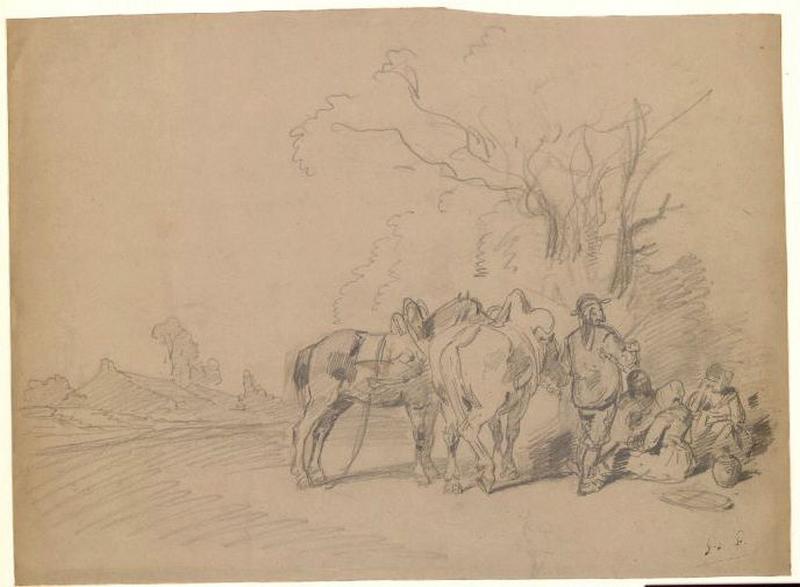 Halte et collation au pied de l'arbre, Alexis Auguste Dumoulin-Darcy, 1852-1864