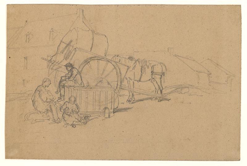 La vente des poulets, Alexis Auguste Dumoulin-Darcy, 1852-1864