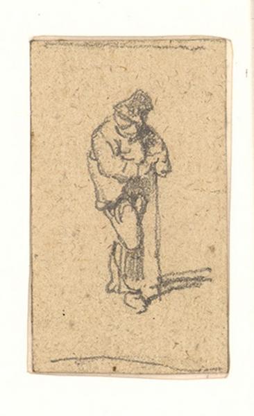 Silhouette d'homme appuyé sur un bâton, Alexis Auguste Dumoulin-Darcy, 1852-1864