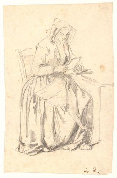 Femme assise lisant, Alexis Auguste Dumoulin-Darcy, 1852-1864