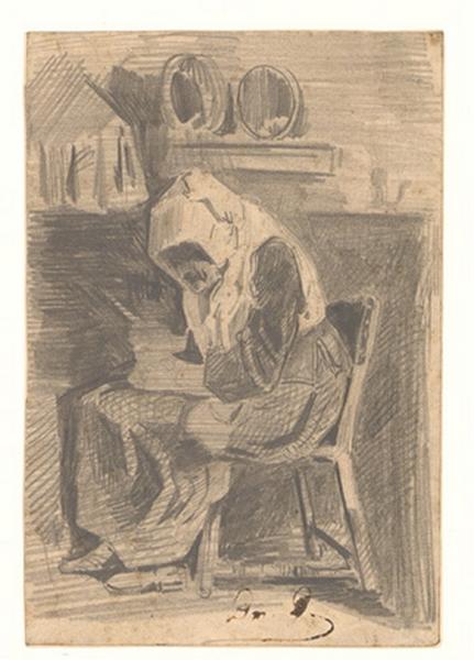 Vieille femme assise, Alexis Auguste Dumoulin-Darcy, 1852-1864