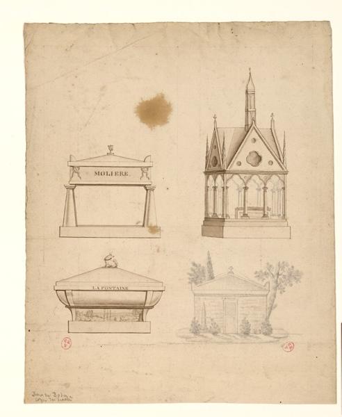 Copie des monuments préparés à Molière et La Fontaine, Jean-François Bodin, 4e quart 18e siècle, 1ère moitié 19e siècle
