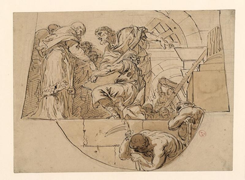 Saint Grégoire fait construire l'église Saint-Pierre de Rome ; Etude pour la coupole de la chapelle Saint-Grégoire des Invalides (autre titre) ; Construction d'un temple (autre titre)_0