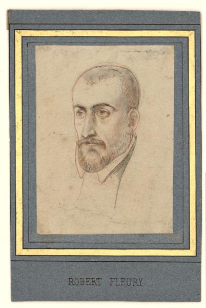 Portrait d'homme de trois-quarts, Joseph Nicolas Robert-Fleury, 19e siècle