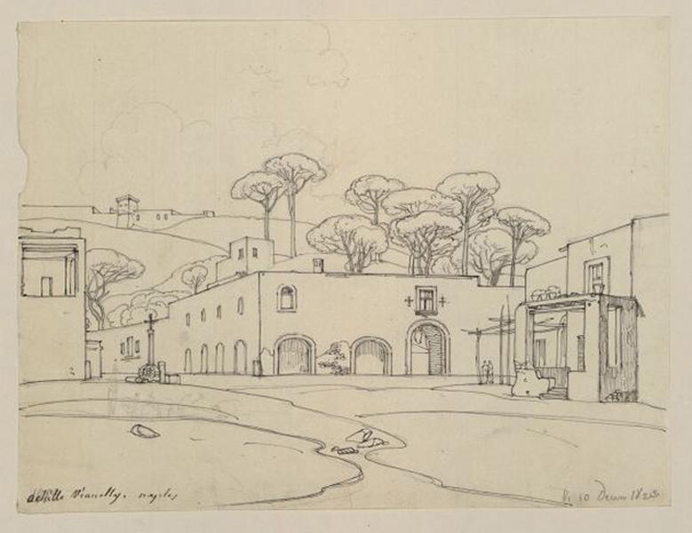 Une des places de la ville de Naples (10 décembre 1823). (Catalogue des ventes 1873) ; Place de Naples... (1823). (Catalogue des ventes 1873), Achille Vianelli, 1823