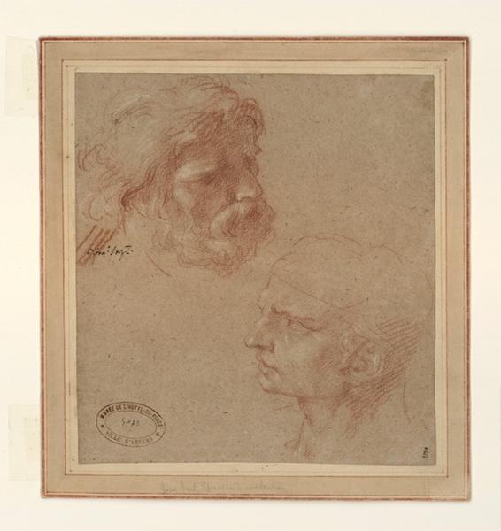 Deux têtes, Francesco Fernandi, 1ère moitié 18e siècle