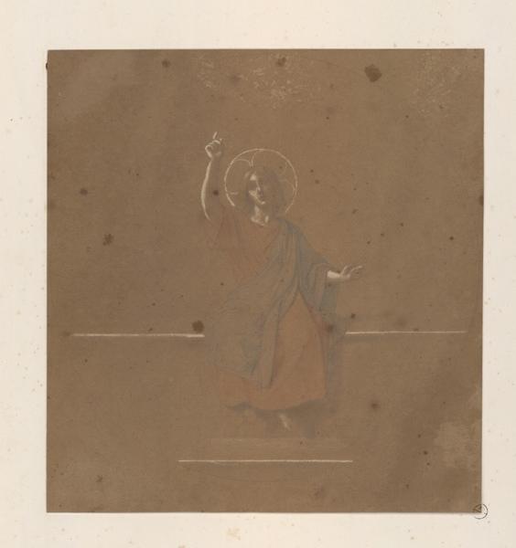 L'Enfant Jésus d'après le tableau d'Ingres : Jésus au milieu des Docteurs (titre vente 1873) ; Un saint auréolé, assis, pointe l'index de la main droite vers le ciel (autre titre)_0