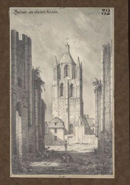 Ruines de Saint-Aubin, Félix Benoist, 1843