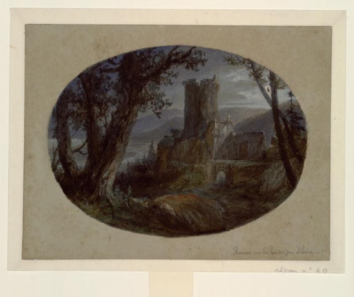 Vue du château de Moulineaux près de Rouen ; Vue de Rouen ; Ruines sur les bords du Rhin (autre titre), Jean-Jacques Champin, 1ère moitié 19e siècle