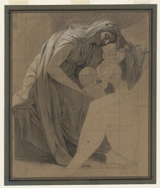 Etude pour la mère des Horaces et ses petits fils ; Etude de draperie pour le tableau des Horaces, David, 1784,1785