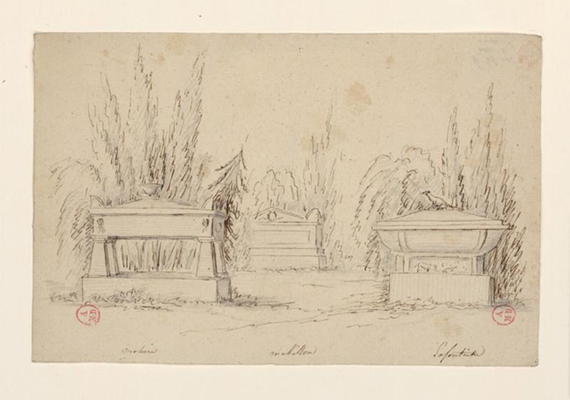 Dessin de tombeaux, Jean-Baptiste Thonnesse, 4e quart 18e siècle, 1ère moitié 19e siècle