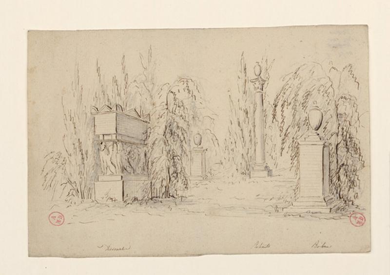 Dessin de tombeaux, Jean-Baptiste Thonnesse, 4e quart 18e siècle, 1ère moitié 19e siècle