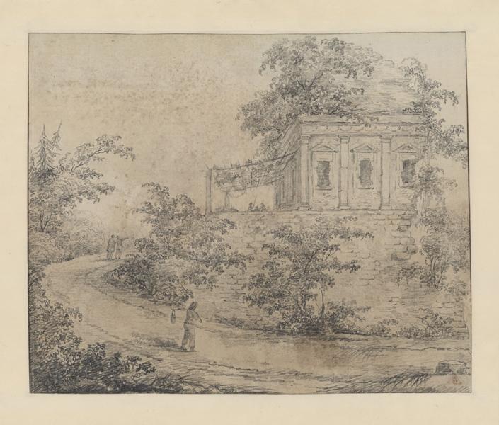 Petit édifice au bord d'un chemin ; Paysage. Ruines. Monuments (autre titre)_0