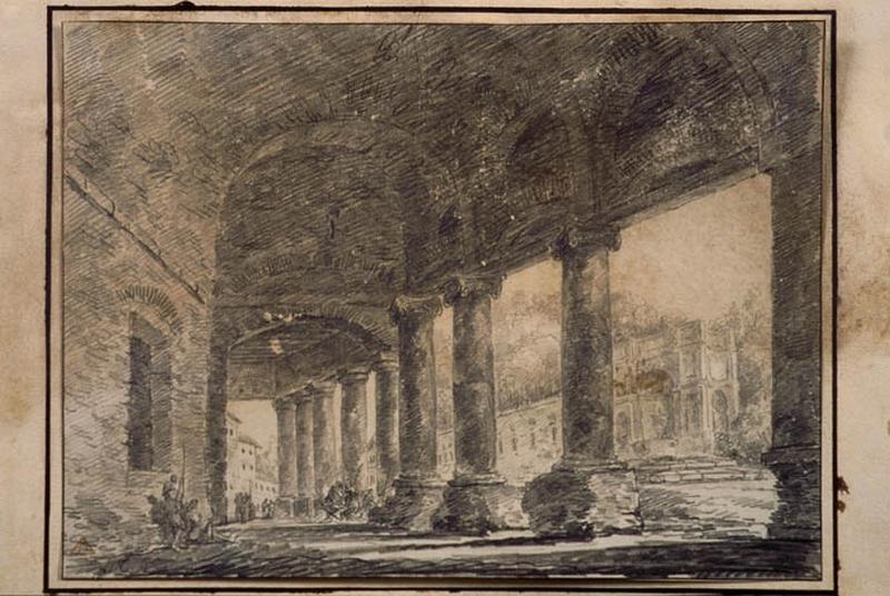 Colonnade à Rome ; Paysage. Ruines. Monuments ; Galerie dans une ville italienne_0