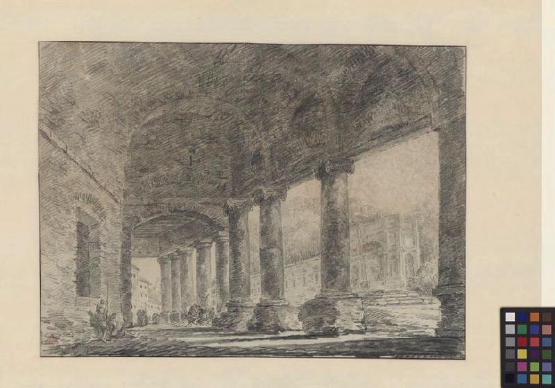 Colonnade à Rome ; Paysage. Ruines. Monuments ; Galerie dans une ville italienne_1