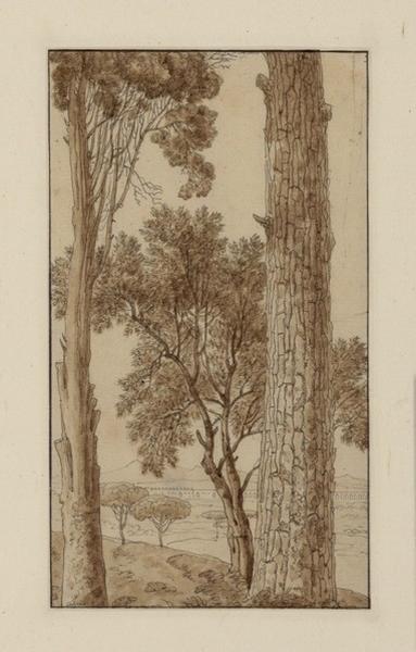 Vue prise de la villa Borghése (des pins)., Jean Thomas Thibault, 4e quart 18e siècle, 1er quart 19e siècle
