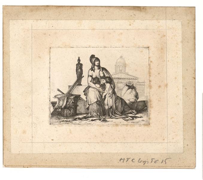 La mère nourricière (gravure recto et verso) ; La Nation nourricière (titre de Recouvreur), Joseph Ferdinand Lancrenon, 1ère moitié 19e siècle