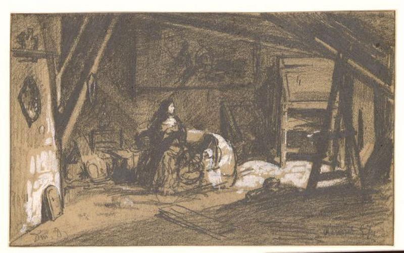 Femme et enfant dans une soupente_0