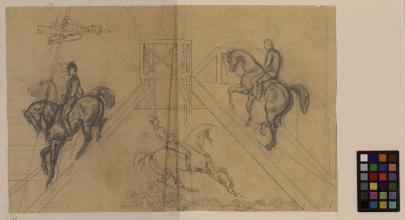 Cavaliers en costume militaire, Thomas François Drake, 19e siècle