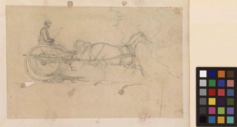 Un homme assis dans une voiture attelée, Thomas François Drake, 19e siècle