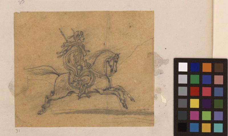Guerrier oriental à cheval, Thomas François Drake, 19e siècle