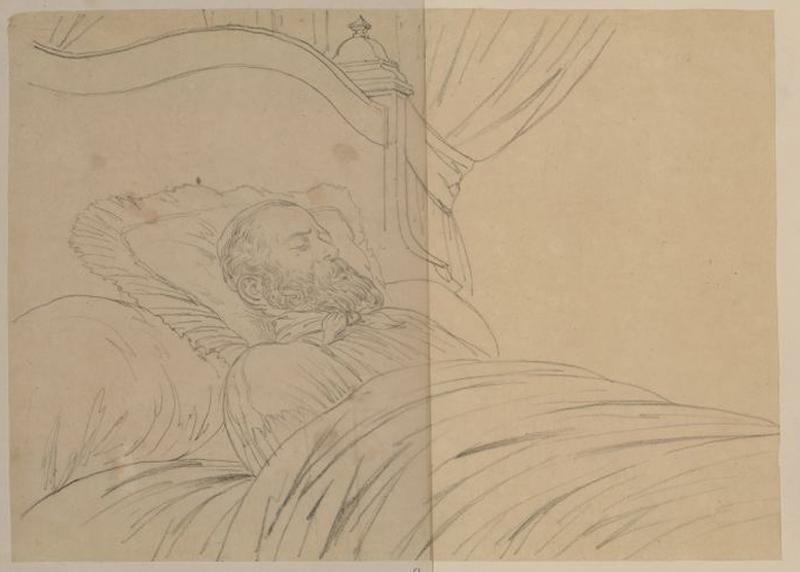 Homme barbu dans son lit ; Homme barbu, Thomas François Drake, 19e siècle