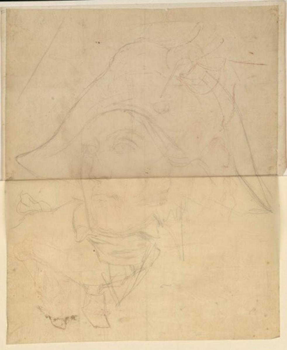 Croquis d'un visage d'homme, Thomas François Drake, 19e siècle