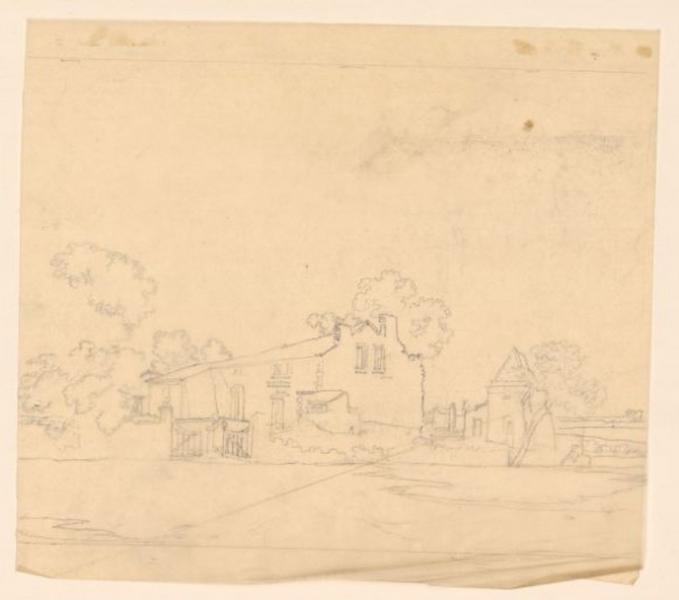Maison au bord d'un chemin, Thomas François Drake, 19e siècle