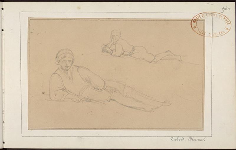Deux études de jeune homme couché, Thomas François Drake, 19e siècle