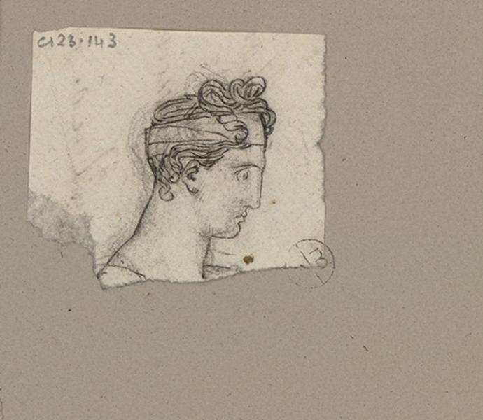 Etude pour le visage de Clytemnestre vu de profil, Pierre Narcisse Guerin, 1817