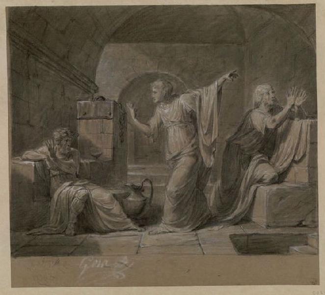 Criton, jeune disciple de Socrate, propose à son maître, condamné à mort, de le faire évader de prison (maître, condamné à mort, de le faire évader de prison. Catalogue des ventes 1873, n° 186) ; Scène dans une prison (Libération de Saint-Pierre ?)_0