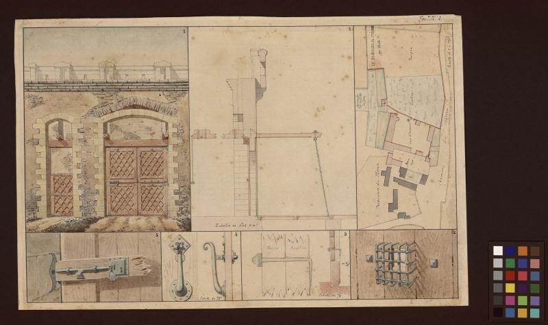 Château du Plessis à Juigné - Plan d'ensemble et six détails_0
