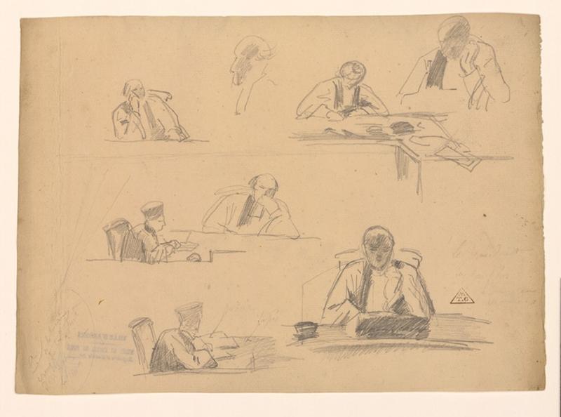 Croquis de cour d'assise, Eugène Brunclair, 19e siècle