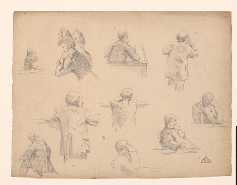 Croquis de cour d'assise ; Croquis d'audience, Eugène Brunclair, 19e siècle